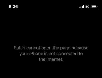 нет подключения к интернету в Safari